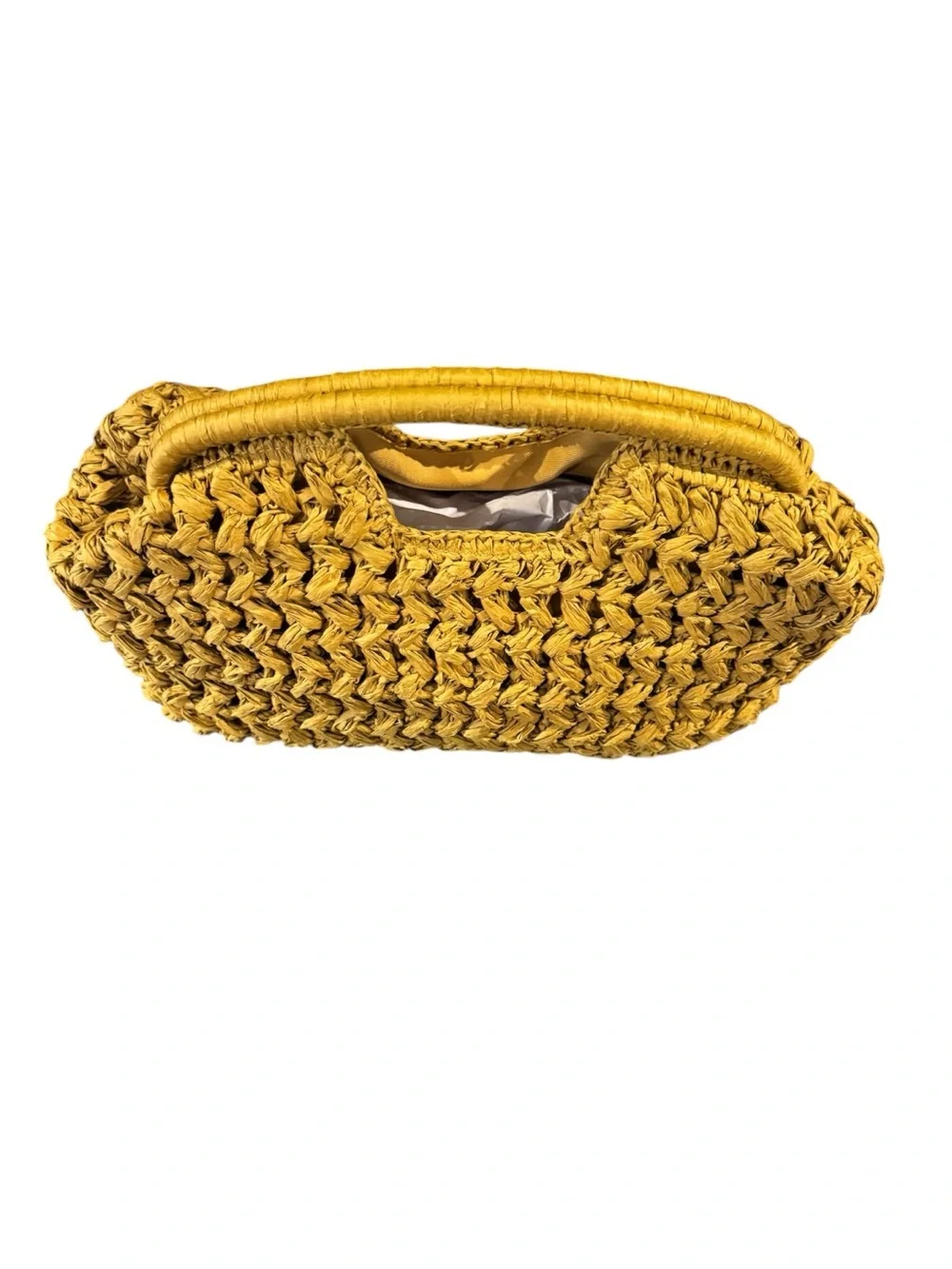 Urban Expressions Abigail Woven Raffia Clutch Mustard